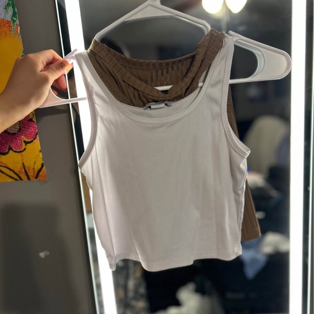 Ribbed White Tank Tops